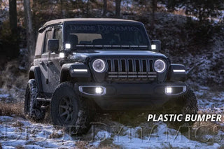 Diode Dynamics SS3 Pro LED Fog Light Kit Amber Backlit Yellow (F&R): 18-26 Jeep Wrangler JL / 20-24 Gladiator JT Sport