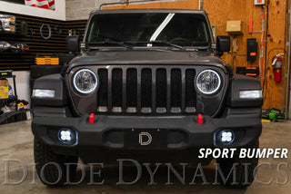Diode Dynamics SS3 Sport LED Amber Backlit White SAE Fog Light Kit (F&R): Jeep Wrangler JL 2018-26 / Gladiator JT 2020-24 Sport