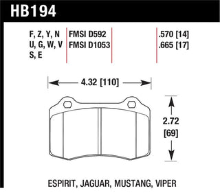 Hawk HP Plus Rear Brake Pads: 300 / Charger / Challenger / Magnum 6.1L SRT8 / 6.4L 392 2006 - 2023