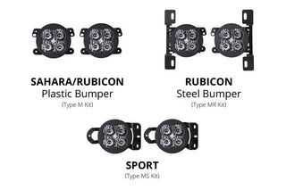 Diode Dynamics SS3 Sport LED Fog Light Kit Amber Backlit Yellow (FRONT): Jeep Wrangler JK 2007-2018 / JL 2018-26 / Gladiator JT 2020-24 10th Anniversary Metal Bumper