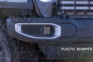 Diode Dynamics SS3 Sport LED Fog Light Kit Amber Backlit Yellow (FRONT): Jeep Wrangler JK 2007-2018 / JL 2018-26 / Gladiator JT 2020-24 10th Anniversary Metal Bumper