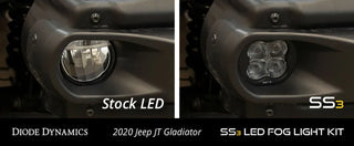 Diode Dynamics SS3 Sport LED Fog Light Kit Amber Backlit Yellow (FRONT): Jeep Wrangler JK 2007-2018 / JL 2018-26 / Gladiator JT 2020-24 10th Anniversary Metal Bumper