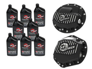 aFe Front AAM 9.25-12 & Rear AAM 11.5/11.8-14 Diff Guard Package w/ Oil (F&R): RAM 2500/3500 2013-2018 6.7L Cummins