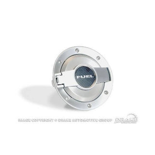 Drake Muscle Cars Satin Aluminum Fuel Door Assembly: Dodge Challenger (08-23) - Satin