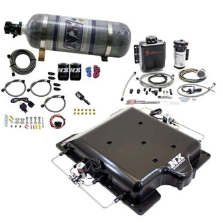 Nitrous Express Billet Supercharger Lid Water Methanol & Nitrous Kit 12lb Carbon Bottle (FRONT): Fits Dodge 2015-2023 Hellcat 6.2L HEMI