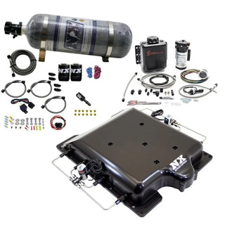 Nitrous Express Billet Supercharger Lid Water Methanol & Nitrous Kit 12lb Carbon Bottle (FRONT): Fits Dodge 2015-2023 Hellcat 6.2L HEMI