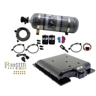 Nitrous Express Billet Supercharger Lid Nitrous Kit 100-300hp 12lb Carbon Bottle (FRONT): Fits Dodge 2015-2023 6.2L HEMI