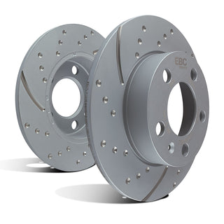 EBC GD Drilled & Slotted Brake Rotors (REAR): Chrysler 300 / Challenger / Charger / Magnum V6 RWD ONLY 2005 - 2024