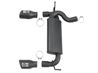 aFe Rebel Series 2.5" Axle-Back Exhaust System Black Tips (REAR): Jeep Wrangler JK 2007-2018 3.8/3.6L