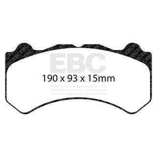 EBC Redstuff Front Brake Pads: Challenger / Charger / Durango / Jeep Grand Cherokee 6.2L & 6.4L 2012 - 2026 (w/ 6-Piston Calipers)