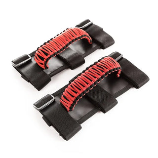 Rugged Ridge Paracord Grab Handles Red Black (F&R): Jeep Wrangler JK / JL / Gladiator JT 2007-2024