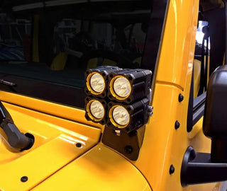 KC HiLiTES Windshield Hinge Light Mount Brackets: Jeep Wrangler JK 2007-2018