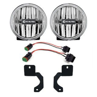 KC HiLiTES 4" Gravity LED G4 SAE Fog Lights (F&R): Jeep Wrangler JL 2018-26 / Gladiator JT 2020-24 w/ Steel Bumper
