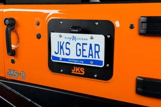 JKS Manufacturing License Plate Relocation Kit w/ Light: Jeep Wrangler JK 2007-2018