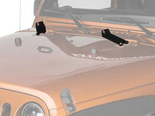 Raxiom HD Powder Coated Steel Light Bar Hood Mount Brackets: Jeep Wrangler (07-18) w/ Black Finish