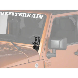 Raxiom Windshield Mounted Dual Light Brackets: Fits Most Jeep Wrangler Models (2007-2018) - Black