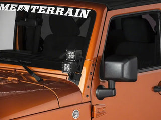 Raxiom Windshield Mounted Dual Light Brackets: Fits Most Jeep Wrangler Models (2007-2018) - Black