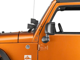 Raxiom Windshield Mounted Dual Light Brackets: Fits Most Jeep Wrangler Models (2007-2018) - Black