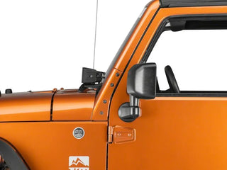 Raxiom Windshield Mounted Light Brackets: Fits Most Jeep Wrangler Models (2007-2018) - Black