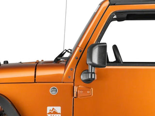 Raxiom Windshield Mounted Light Brackets: Fits Most Jeep Wrangler Models (2007-2018) - Black