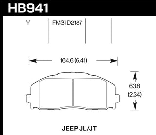 Hawk Performance LTS Front Brake Pads: Jeep Wrangler JL 2018-2020 / Gladiator JT 2020 2.0/3.0L