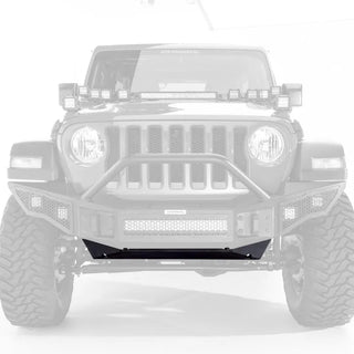 Go Rhino Rockline Front Bumper Skid Plate (FRONT): Jeep Wrangler JL 2018-26 / Gladiator JT 2020-25 - Black