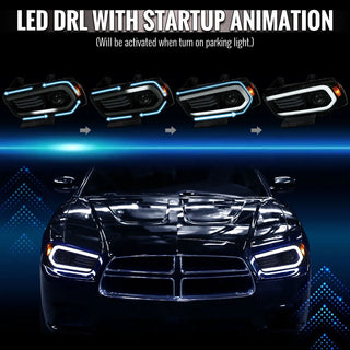 Spec D OE Halogen Projector Headlight (Matte Black Housing Smoked Lens): Dodge Charger 2011 - 2014 (Models Only)