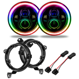 ORACLE 7" High Powered LED Halo Headlights ColorSHIFT (FRONT): Jeep Wrangler JL / Gladiator JT 2018-2026