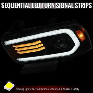 Spec D OE Halogen Projector Headlight (Matte Black Housing Clear Lens): Dodge Charger 2011 - 2014 (Models Only)