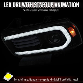 Spec D OE HID Projector Headlight (Matte Black Housing Clear Lens): Dodge Charger 2011 - 2014 (Models Only)