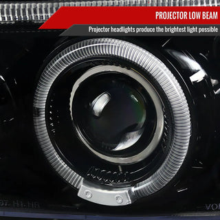 Spec D Projector Halo Headlights (Glossy Black): Dodge Dakota & Durango 1997 - 2004