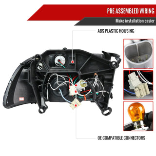 Spec D Projector Halo Headlights (Glossy Black): Dodge Dakota & Durango 1997 - 2004