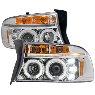Spec D Projector Halo Headlights (Chrome): Dodge Dakota & Durango 1997 - 2004