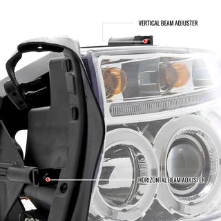 Spec D Projector Halo Headlights (Chrome): Dodge Dakota & Durango 1997 - 2004