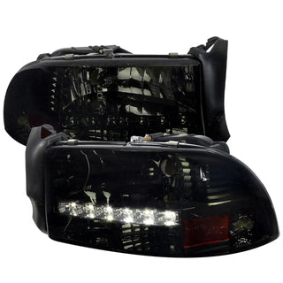 Spec D Crystal Headlights w/ LED's (Smoke): Dodge Dakota & Durango 1997 - 2004