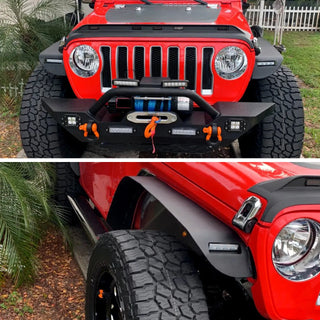 Spec D Flat Front Fender Flares w/ Switchback LED's (2pc): Jeep Gladiator 2020 - 2025