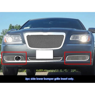 APS Polished SS Fog Light Grilles (V1) (FRONT): Chrysler 300 (11-14) w/ Adaptive Cruise
