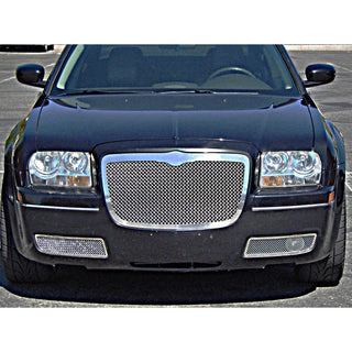 APS Polished SS Mesh Grilles (UPPER & LOWER): Chrysler 300 (05-10) w/ Fog Light Cover