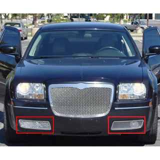 APS Polished Stainless Lower Mesh Grille (1.8mm, w/ Fog Lights Covered): Chrysler 300C 2005 - 2010