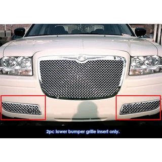 APS Polished Stainless Lower Mesh Grille (2.5mm, w/ Fog Lights Covered): Chrysler 300C 2005 - 2010