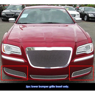 APS Polished SS Fog Light Grilles V2 (FRONT): Chrysler 300 (11-14) w/o Adaptive Cruise