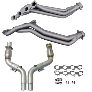 BBK 1-7/8in Ti Ceramic Headers w/ High Flow Catted Mid Pipe (F&R): Fits Dodge Chrysler 2005-2023 6.1L/6.2L/6.4L Hemi