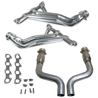 BBK Silver Ceramic Headers w/ High Flow Catted Mid Pipe: Fits most Hemi 5.7L