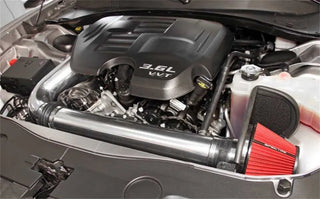 Spectre Polished Air Intake Kit w/Red Filter (FRONT): Fits Chrysler/Dodge 2011-2023 3.6L