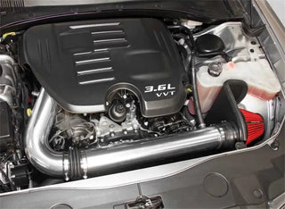 Spectre Polished Air Intake Kit w/Red Filter (FRONT): Fits Chrysler/Dodge 2011-2023 3.6L