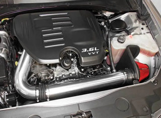 Spectre Polished Air Intake Kit w/Red Filter (FRONT): Fits Chrysler/Dodge 2011-2023 3.6L