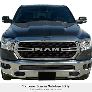 APS Black Stainless Lower Mesh Grille (w/OUT Front Sensor): Ram 1500 2019 - 2024 (GR04GEJ31K)