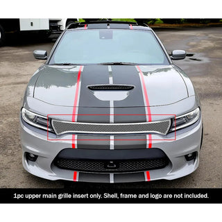 APS Polished Stainless Upper Mesh Grille: Dodge Charger 2015 - 2018