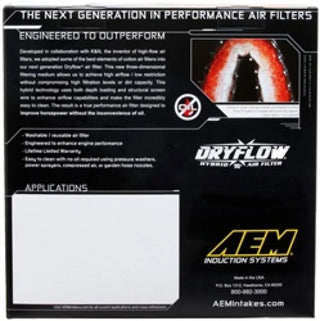 AEM DryFlow Air Filter: Dodge/RAM 2500/3500 2003-2012 5.9/6.7L Diesel