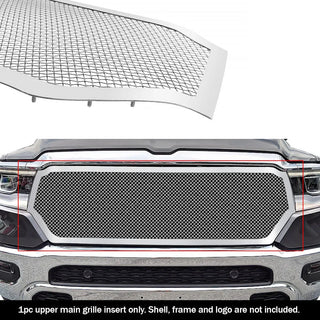 APS Polished SS Upper Mesh Grille (FRONT): Ram 1500 Laramie / Lone Star / Big Horn (19-24)